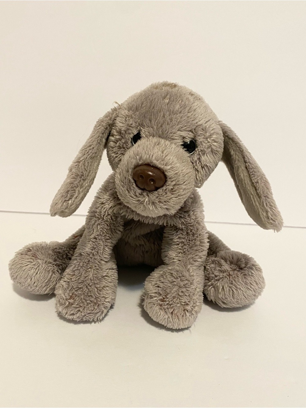 Russ Luv Pets Grey Puppy Dog Beanie Floppy Stuffed Animal Toy 5”